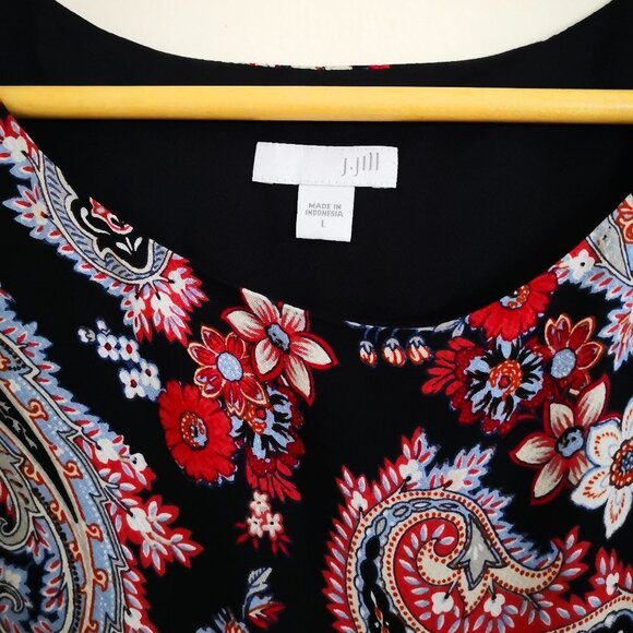 J. Jill Sleeveless Paisley Print Split Back Layered Long Tunic Top Size L - Picture 3 of 6